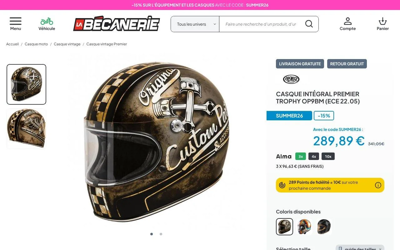 Casque intégral Premier Trophy OP9BM au style années 70