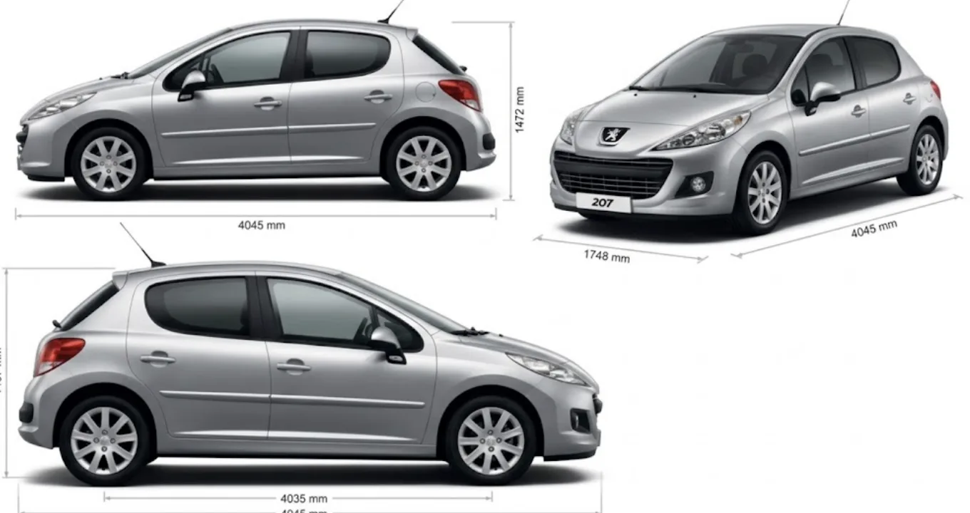 Peugeot 207 dimensions : longueur, largeur, hauteur, coffre