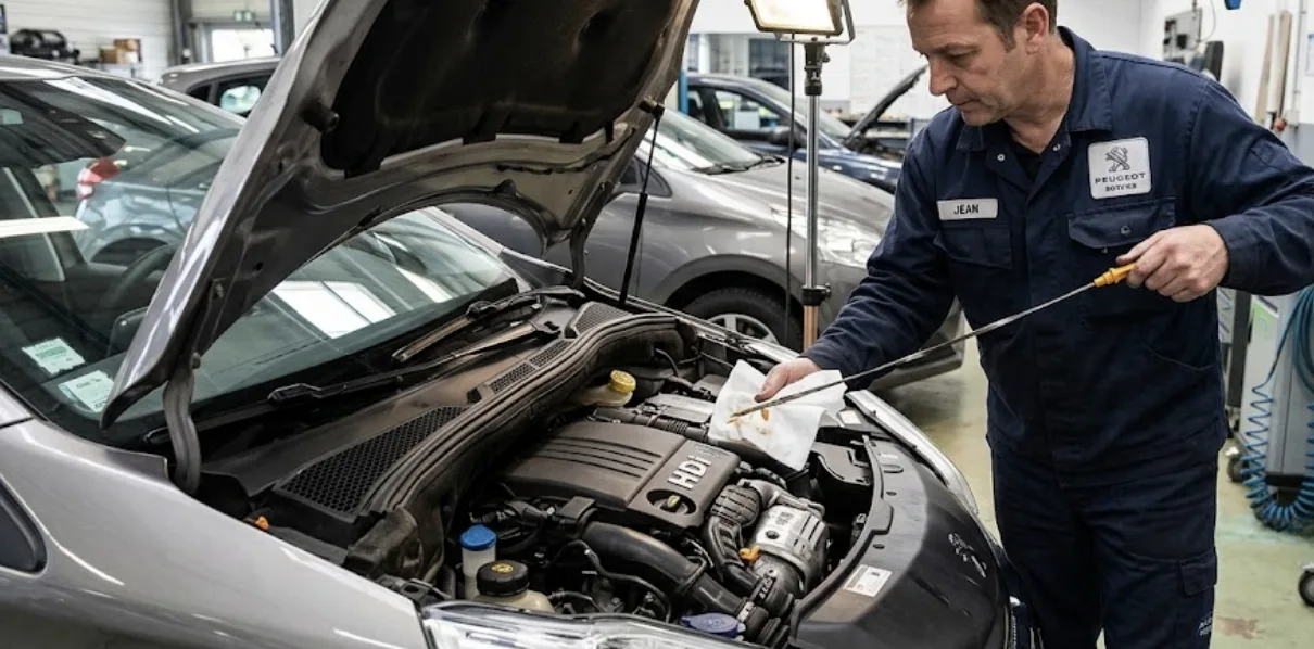 Peugeot 208 1.4 HDi compacte garée en milieu urbain
