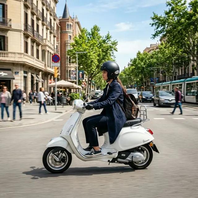 Scooter urbain Peugeot Kisbee 50cc garé près d'un café parisien