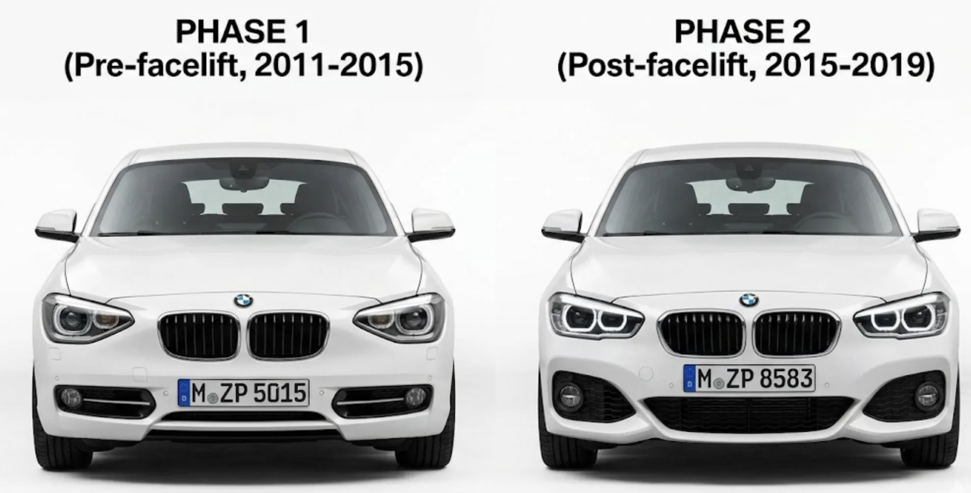 Comparaison visuelle BMW Série 1 Phase 1 vs Phase 2