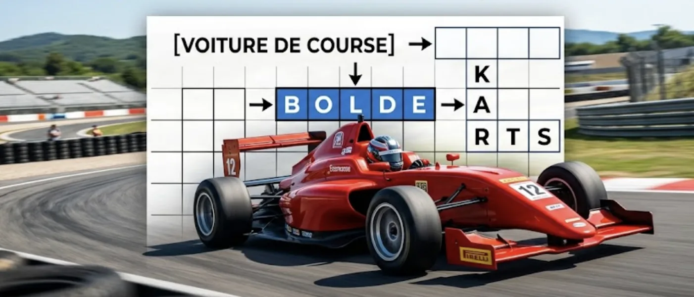 Voiture de course en mots fléchés : 4 à 10 lettres